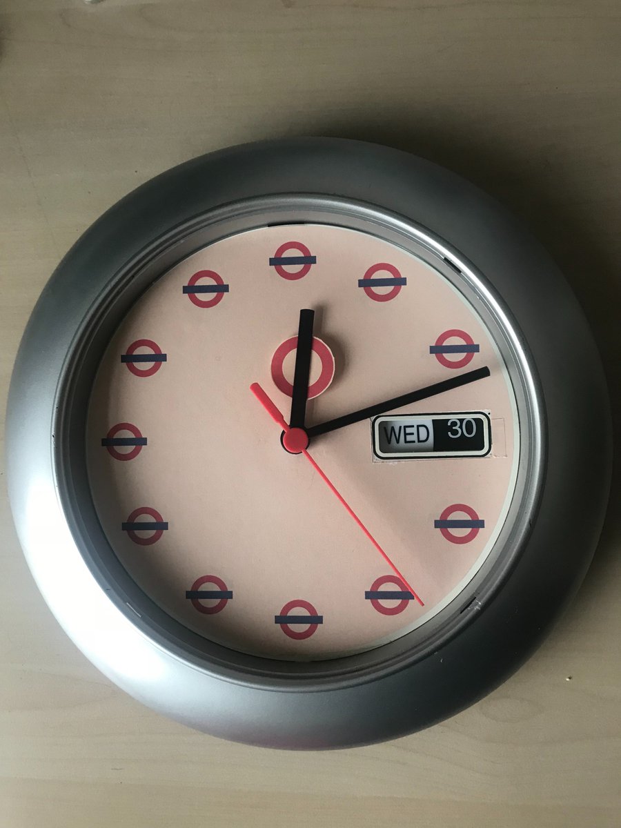 Always wanted a replica of these #londonunderground clocks at #GantsHill #BethnalGreen etc...so in the absence of any from @ltmuseumshop I decided to make my own by bastardising an old one! Shame about the days not being in @JohnstonJourney #typeface but passable?