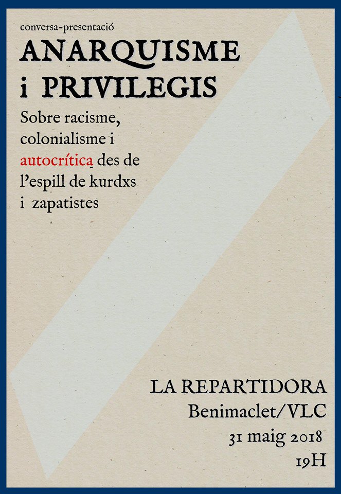 Caliu_Editorial's tweet image. Demà els companys de @LaRepartidora tindran una interessant conversa sobre aranquisme, privilegis icolonialisme. Molt necessari!

#anarquisme
#privilegis
#colonialisme