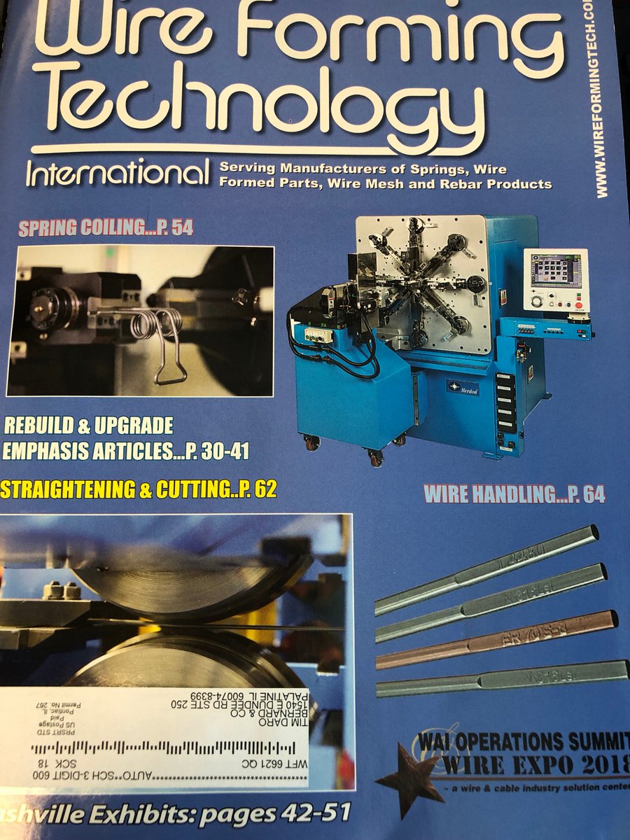 BernardandCo's tweet photo. See #GrieveCorporation's 2000 degree F bench #furnace featured in the Wire Forming Technology International Magazine. #WireFormingTechnologyInternational #IndustrialOven #Industrial #Grieve #Mfg #Manufacturing #HeatProcessing https://t.co/fLIazMT96i