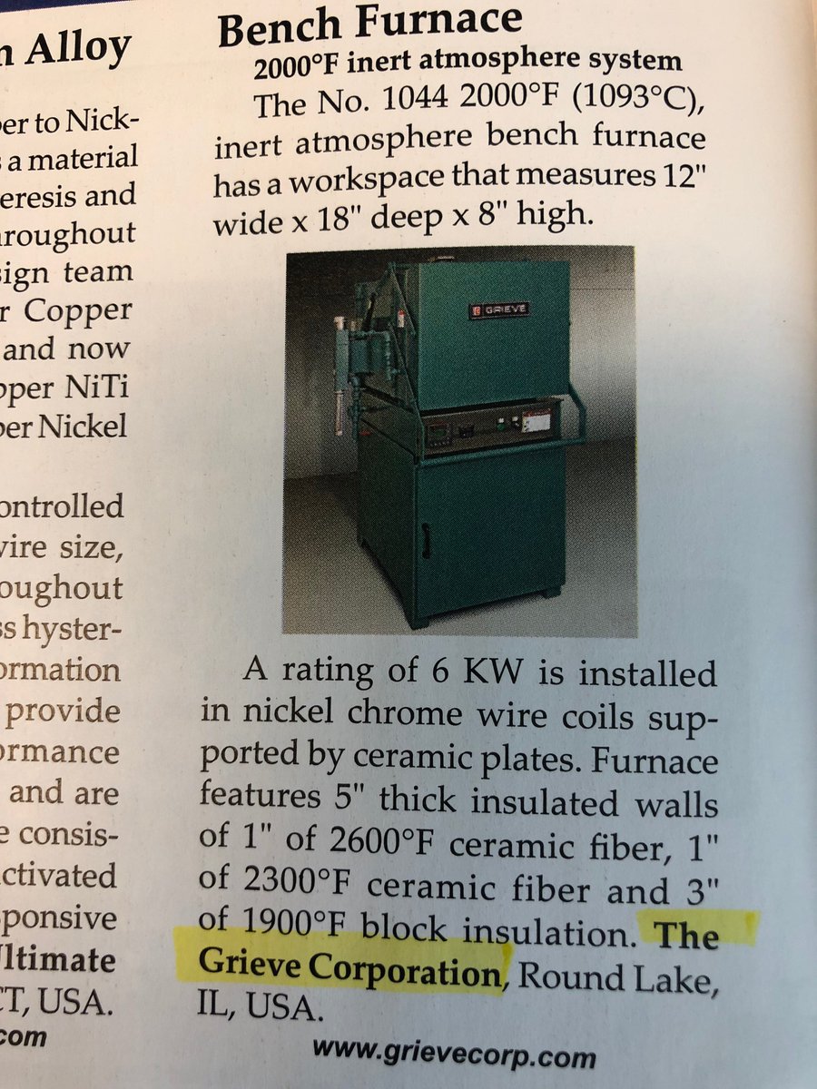 BernardandCo's tweet photo. See #GrieveCorporation's 2000 degree F bench #furnace featured in the Wire Forming Technology International Magazine. #WireFormingTechnologyInternational #IndustrialOven #Industrial #Grieve #Mfg #Manufacturing #HeatProcessing https://t.co/fLIazMT96i