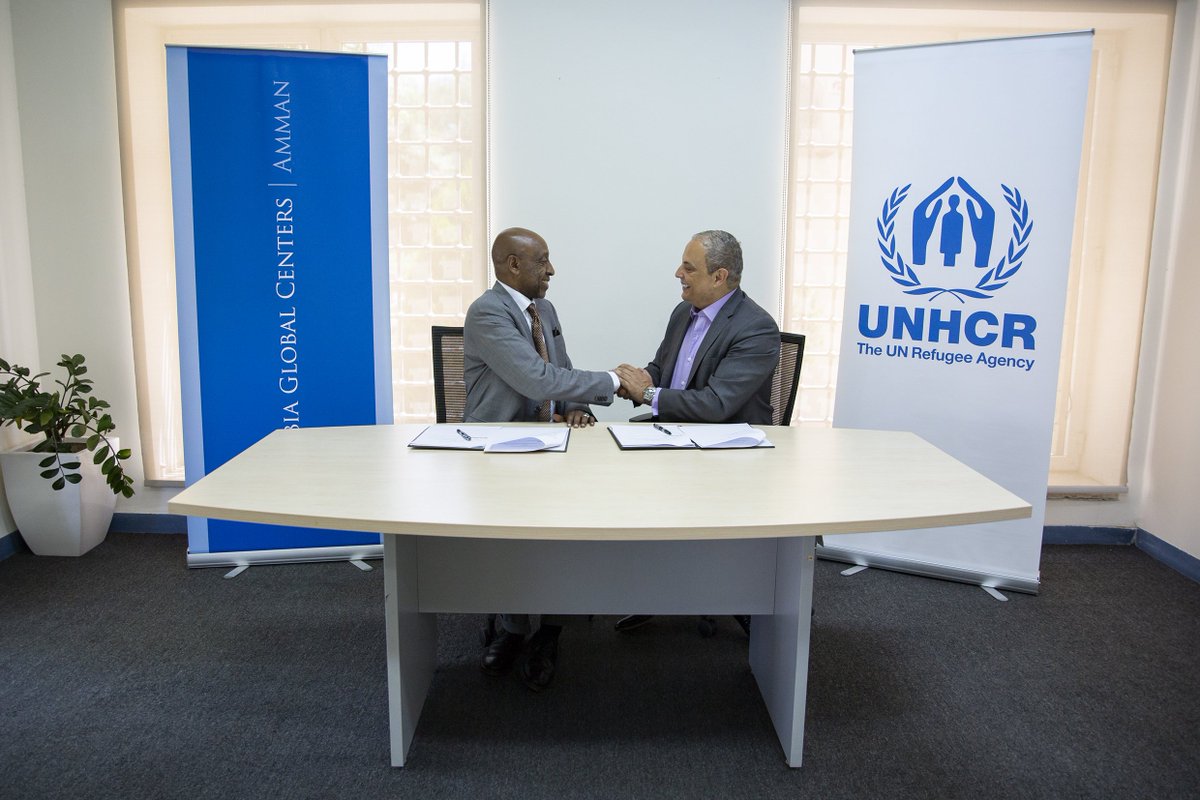 Delighted to sign MOU earlier today at <a href="/CGCAmman/">Columbia Global Center Amman</a> with UNHCR @Awad_Amin_ <a href="/Refugees/">UNHCR, the UN Refugee Agency</a> to reinforce our partnership to develop evidence-based strategies and help address urgent issues for refugee communities <a href="/Columbia/">Columbia University</a> <a href="/GlobalCenters/">Global Centers</a> #UNHCR #UN #Columbia #Refugees