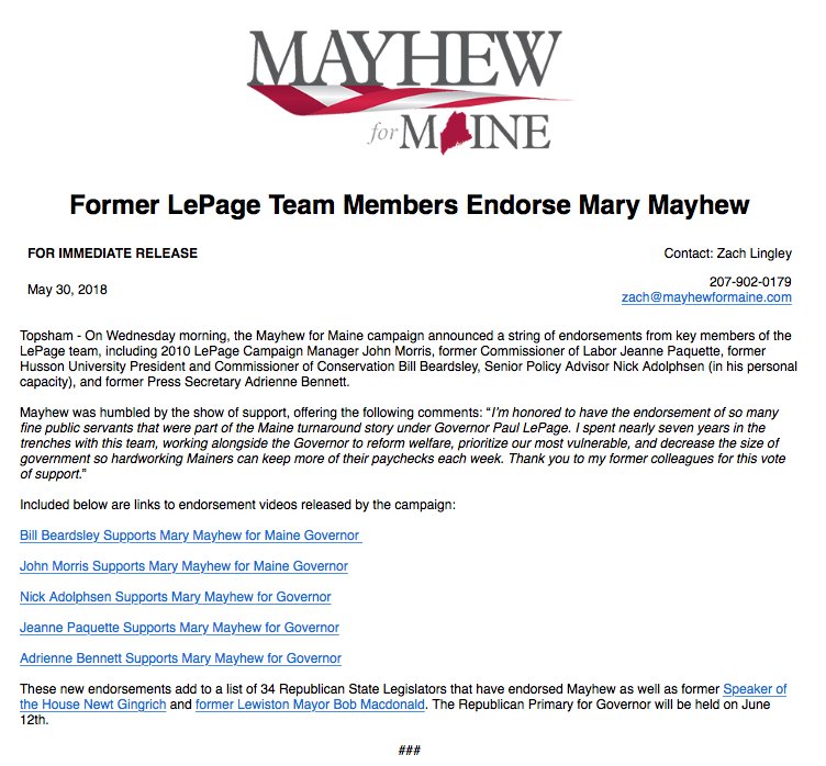 So proud to announce the endorsements of my former colleagues Bill Beardsley, John Morris, Nick Adolphsen, Jeanne Paquette and Adrienne Bennett.