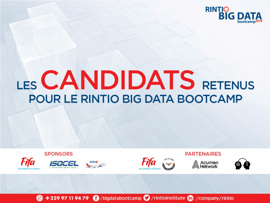 RintioGroup's tweet image. Nous sommes ravis de vous présenter les 10 candidats qui participeront au Rintio Big Data Bootcamp. Représentant 4 pays d’Afrique (Bénin, Côte d’Ivoire, Mali, Cameroun), ils sont 9 hommes et une femme.
#BigDataBootcamp