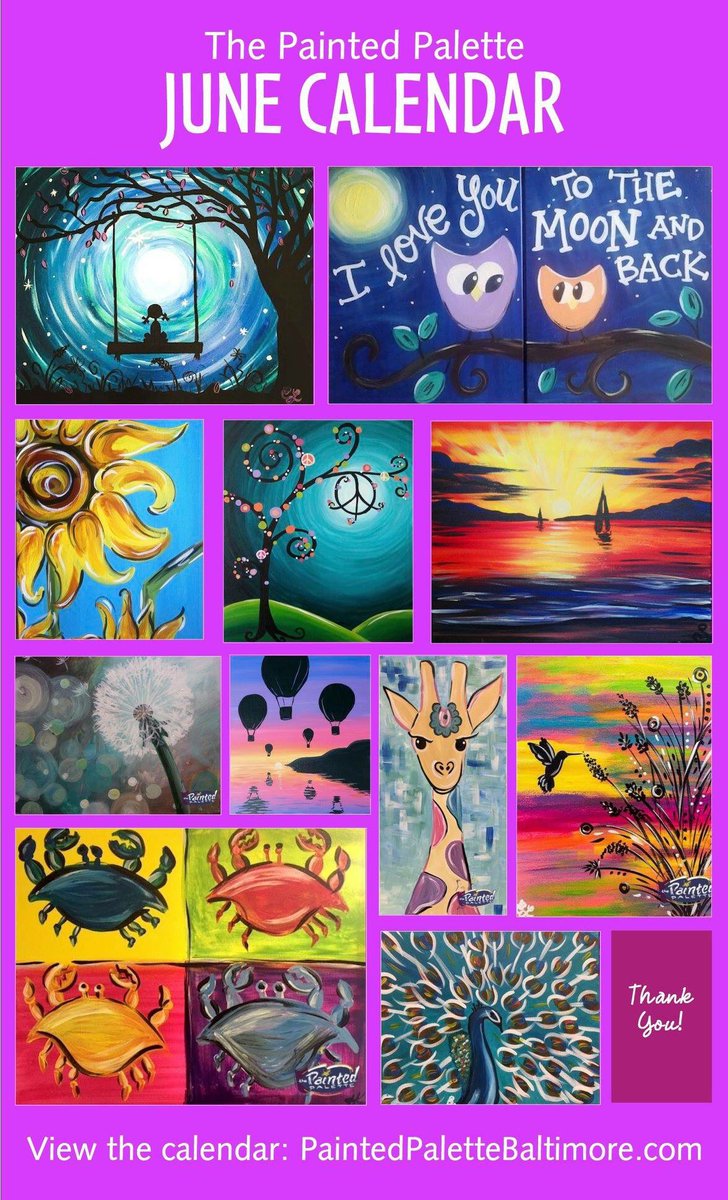 Our June calendar is live! Paint and sip with us again for the studio closes. Check out the full lineup: bit.ly/2LB1lu6.