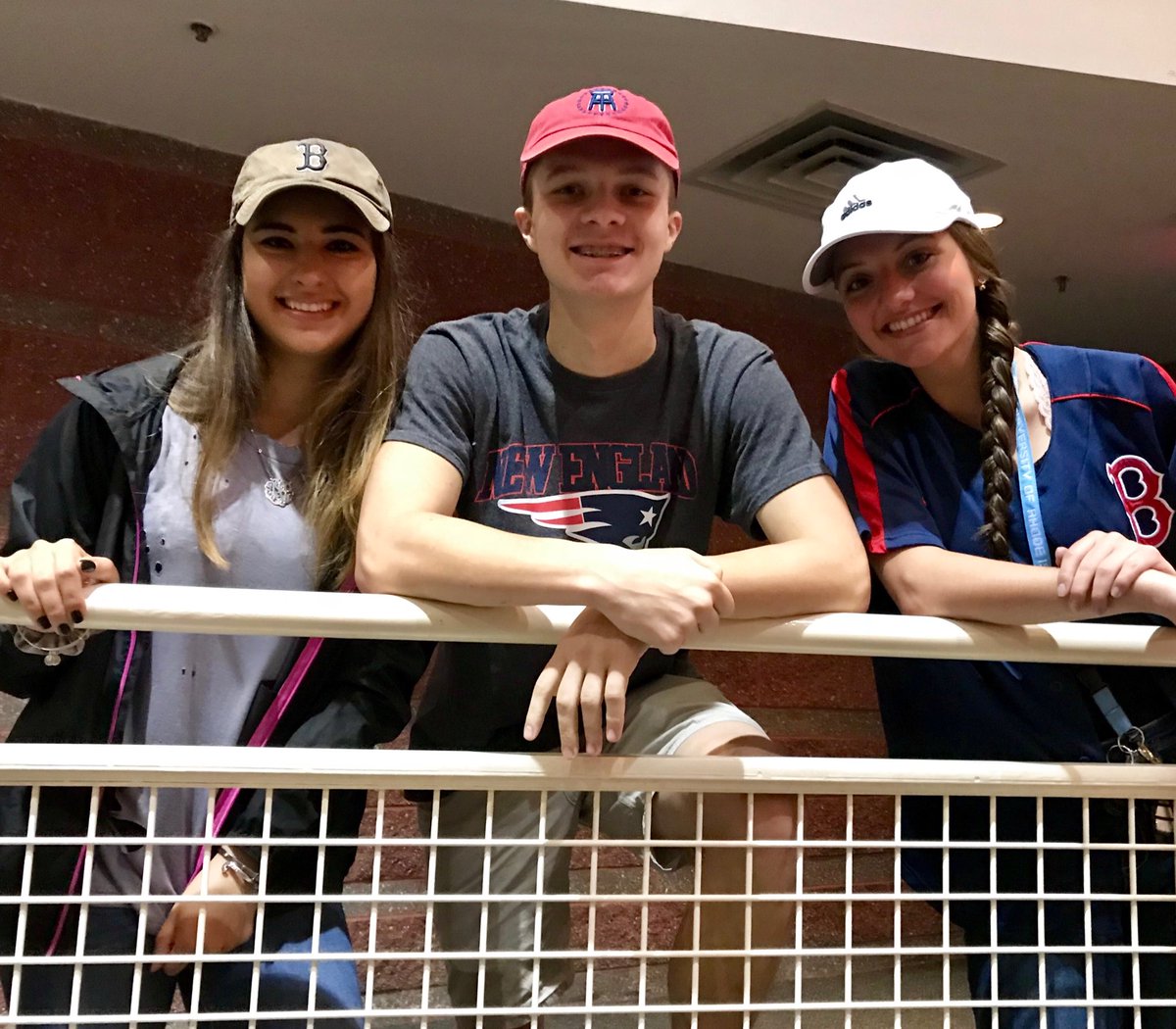 MHSGuidance1's tweet photo. TPalermo, BNasuti & KMurray at Graduation Rehearsals & ready for Senior Trip to Fenway #BostonSports #Mashpee #Falcons2018 https://t.co/CyzFCUeIdC
