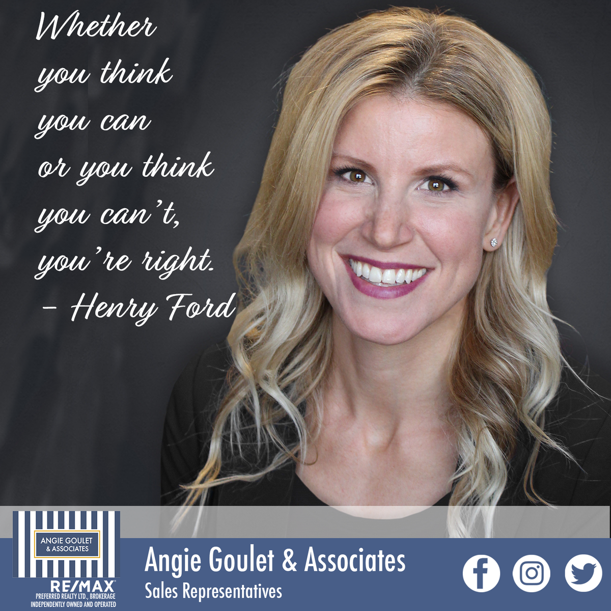 AngieAssociates's tweet photo. This week's #wisdomwednesday comes from Fiona! What's something you've achieved that you never thought was possible? Let us know in the comments to be entered for a chance to win an iPad Pro!
#giveaway #angiegouletandassociates #realestate #realestatewindsor #movetowindsor https://t.co/y8lZryZK9I