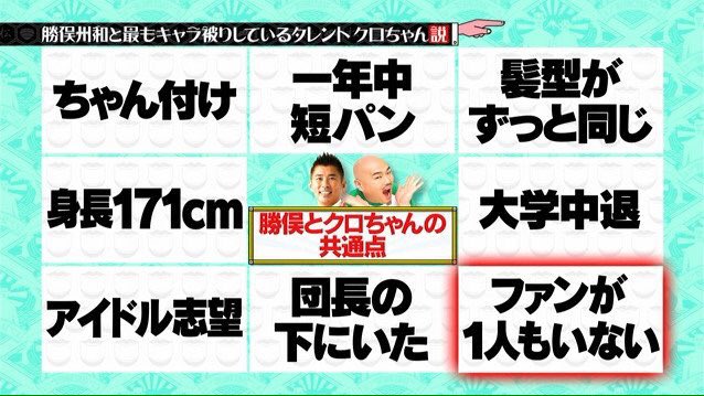 勝俣州和と最もキャラかぶりしているタレントクロちゃん説 が面白すぎると話題に 矢作ｖｓ勝俣