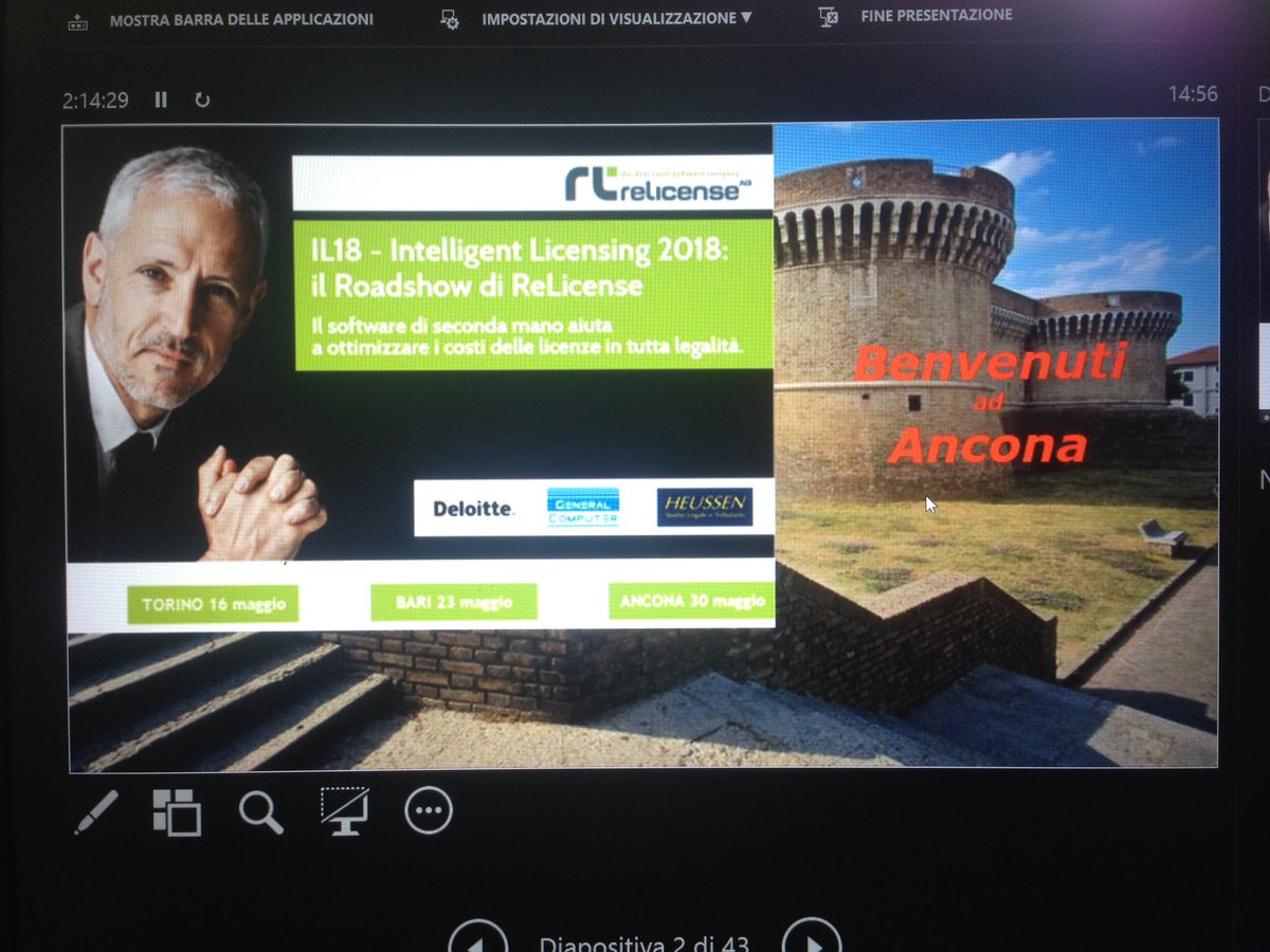 ReLicenseItalia's tweet photo. #IL18 !!!
#IntelligentLicensing2018, il RoadShow di #ReLicense oggi siamo ad #Ancona. 
#softwareusato #softwaredisecondamano Pronti via!!! https://t.co/lZlD7fO2qS