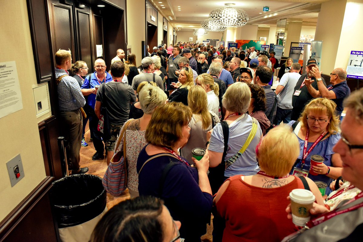 bersonphoto's tweet photo. Excited @CUPEOntario members line-up for start of annual 4 day convention in Toronto #cupe2018 @cupenat #Toronto https://t.co/l0OO134j1O