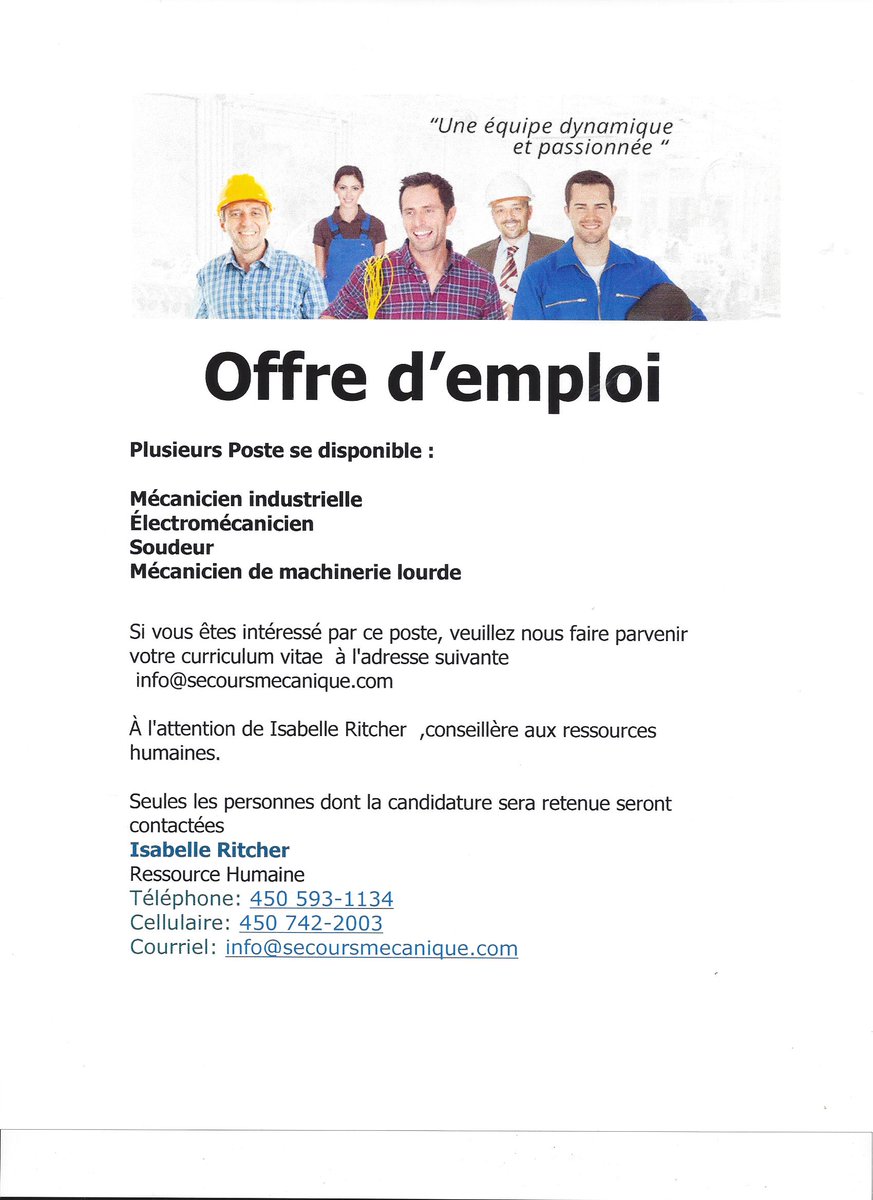 Acces Travail On Twitter Secours Mecanique Industrielle Recherche Mecanicien Industrielle Electromecanicien Soudeur Mecanicien De Machinerie Lourde Pour Drummondville Et Partout Au Quebec Emploi Drummondville Mecanicien Electromecanicien