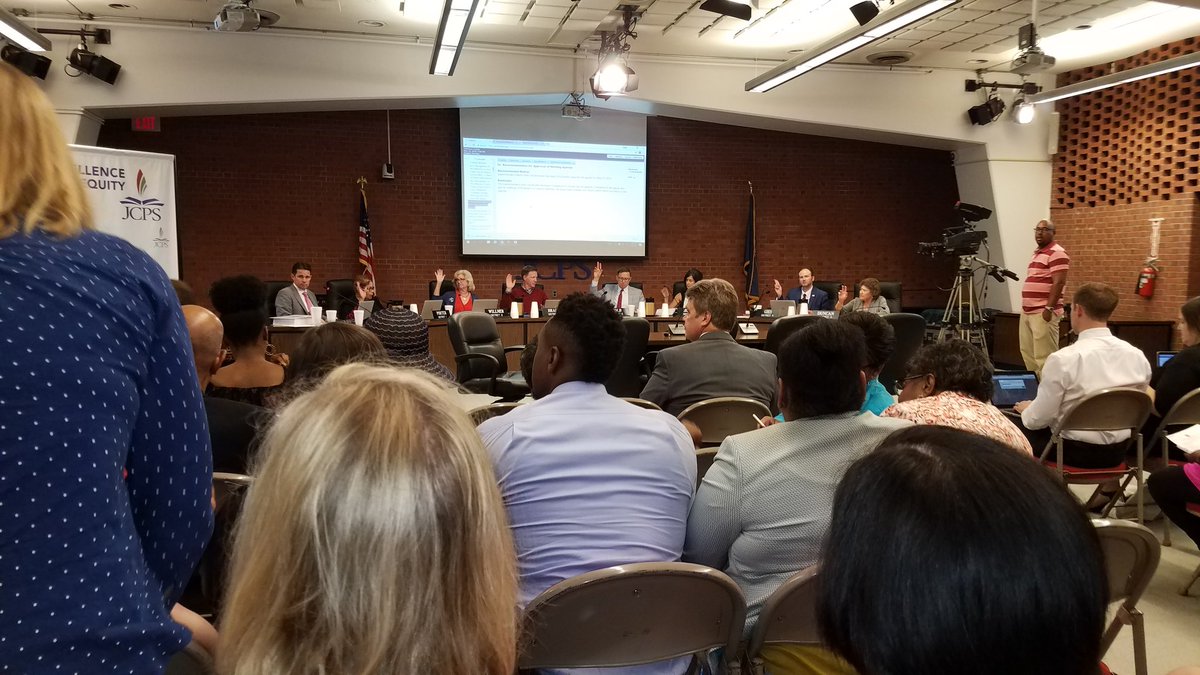 jameshpenny's tweet photo. Attended the JCPS School Board meeting last night. Very pleased the board voted to appeal the state takeover. Good news but still a fight ahead.

Didn't think I was going to stop supporting our teachers and children just because I lost an election? 😎
#PennyStillMakesCentsD30 https://t.co/BzRkMUR4EG