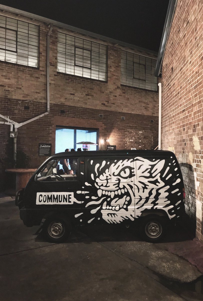 Tonight I painted this little Suzuki van for the legends at @thecommuneco. Good beers, good chats and good times. Shannon from @Aisle6ix was also live-printing some killer shirts.