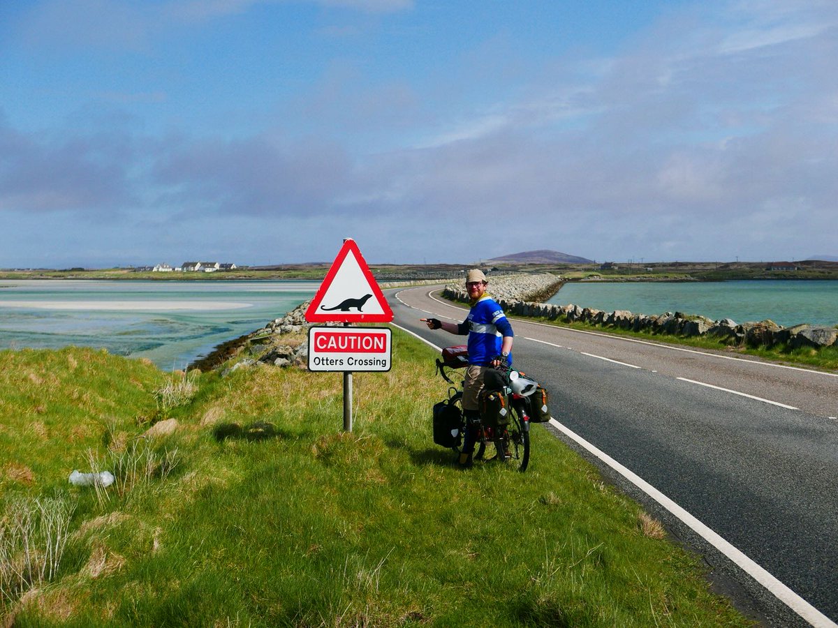 WeAreCyclingUK's tweet photo. What an otterly brilliant sign on North Uist! #WorldOtterDay https://t.co/lhf5bGZLAa