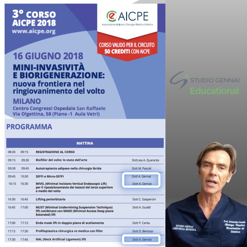 gennaichirurgia's tweet photo. 3° CORSO AICPE 16.06.2018 - MINI-INVASIVITÀ E BIORIGENERAZIONE: nuova frontiera nel ringiovanimento del volto
#scientificcommittee #committee #3rdcourse 3rdcourseaicpe #aicpe #aicpe2018 #aicpecourse #corso #corsoaicpe #miniinvasivita #biorigenerazione #bioregeneration https://t.co/nU4a3fWji4