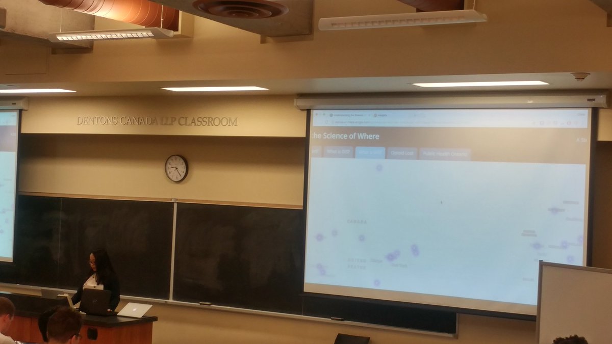 AndrewV4C's tweet photo. One of our @Venture4Canada Fellows presenting to her peers on GIS and how it can be used to better understand major social issues. #vfccommunity https://t.co/pASKwujYGg