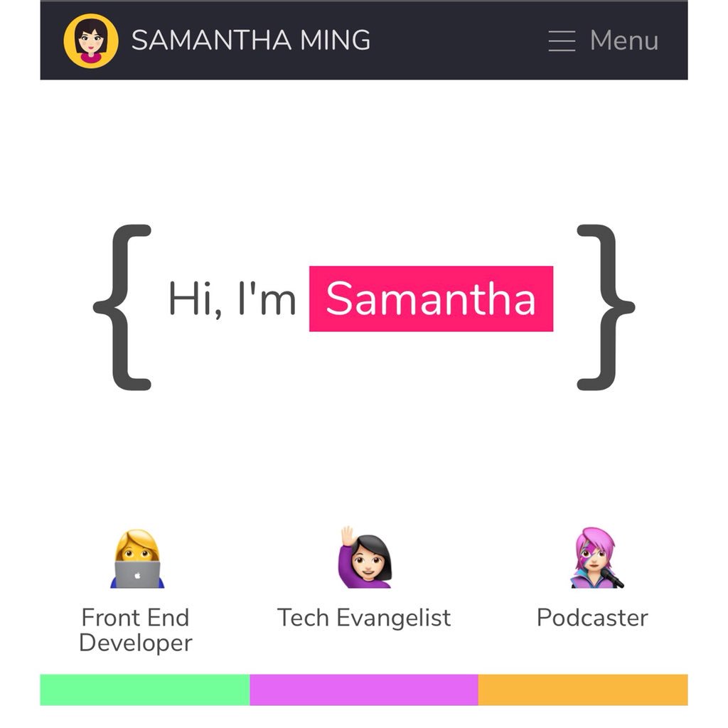 samantha_ming's tweet image. 🚀 Yay, finally finished my new website!!! The most interesting part is building those slanted background. Take a look and let know what I can improve on ☀️

✅ @vuejs 
✅ @nuxt_js
✅ Bulma

👉 samanthaming.com

#100DaysOfCode #CodeNewbie #301DaysOfCode