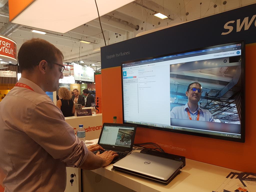 remitricaud's tweet photo. @Sword_Group présente ses solutions de santé au salon Hit. Ici une teleconsultation avec @izycardio ! https://t.co/1wqyqogq13