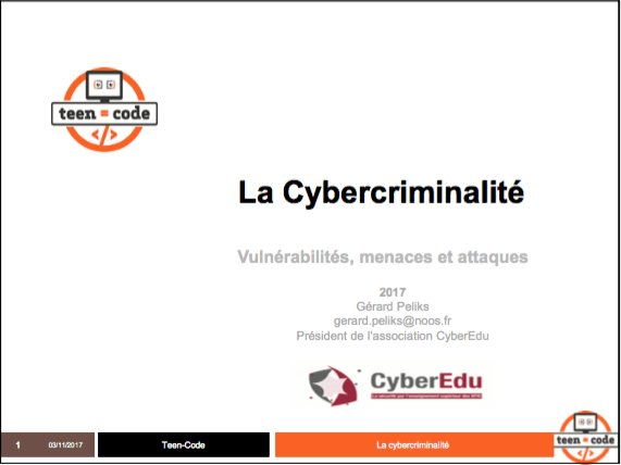Cybercriminalité : vulnérabilités, menaces et attaques. Support complet de la conférence de Gérard Péliks en ligne ! bit.ly/2J0DZMW #cybersécurité #conférence #ados