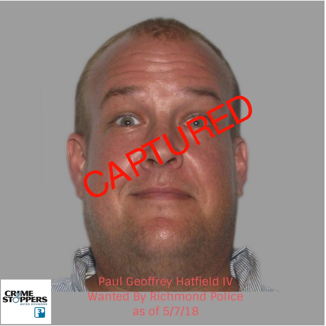 7801000's tweet photo. Thank you for the help!
Paul Hatfield IV has been captured. He was the Fugitive of the Week for May 7, 2018.
We don't need to know who you are to know who they are.
Call 780-1000 or use the P3 Tips App
#RVA https://t.co/hiPw1JCMmr