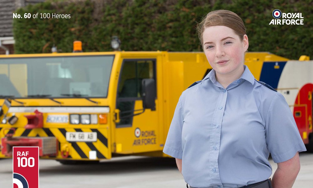 RoyalAirForce's tweet photo. Today's 100 Hero is LAC Vicky Storrie who is based at RAF Waddington. She joined the RAF to make her family proud and is also a mean Thai boxer in her spare time #RAF100 https://t.co/oDvPb33kyB