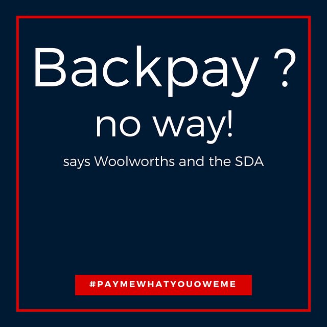 We are pressing our claim for backpay. If you want backpay, join RAFFWU today! 💰💰💰

#paymewhatyouoweme #raffwu #thefightingunion #unionstrong #woolworths #sda #backpaynow #payupnow #ausunions #union #woolworthsbargaining