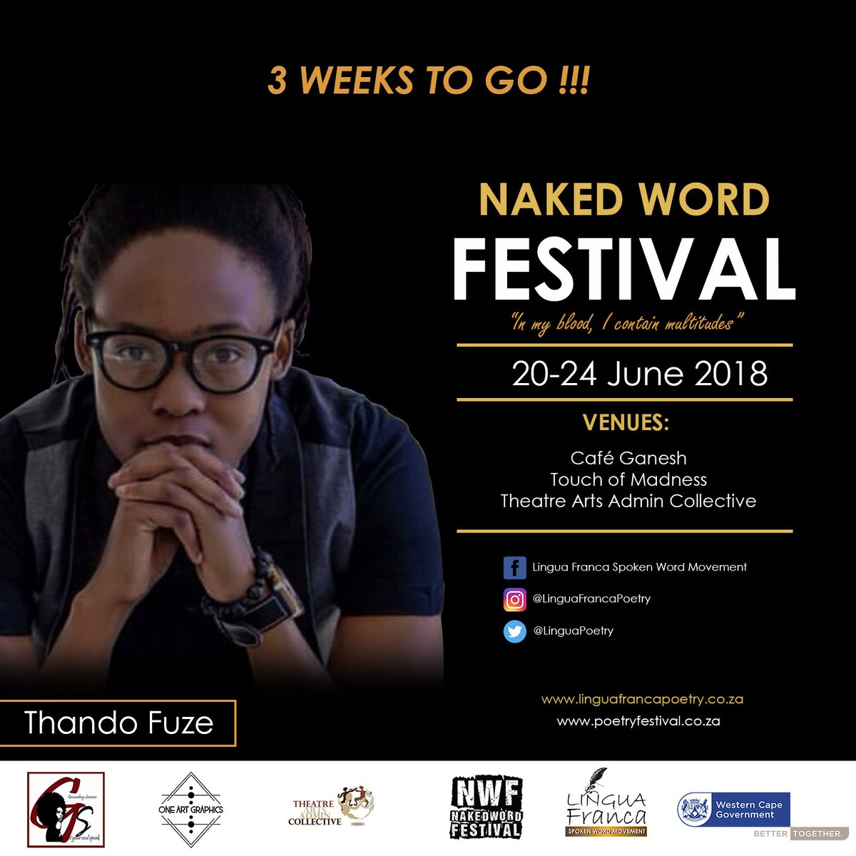 LinguaPoetry's tweet photo. Meet Riyaadh, Afeefa and Thando

To read more on them please visit https://t.co/wHnDX8iOeo

#NakedWordFest2018
#LinguaFranca
#Poetry
#SpokenWord

@Thando_Fuze @WCGovEvents @mznrevelation @PerezJavierE @OpenBookFest https://t.co/7zskm7TfBP