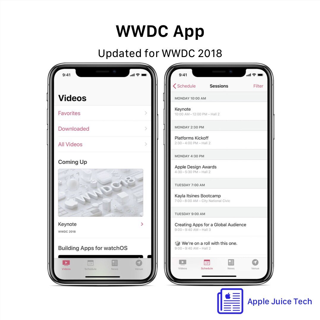 AJTechBlogs's tweet photo. @Apple has updated their WWDC App ahead of WWDC 2018 event. The new update adds a simpler look, making it easier to access content along with a list of sessions and labs occurring during the event.
•
•
•
#apple #applene #applejuicetech #iphone #iphonex #ipad #wwdc #wwdc2018 https://t.co/95MGx77hKh