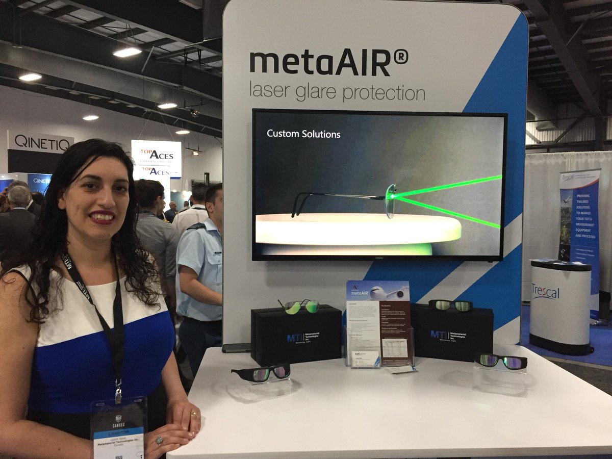 Metamaterialtec's tweet photo. Come and see Oshrit and demo our new #metaAIR eyewear! #cansec2018 #laserprotection https://t.co/WqkY45ySRB