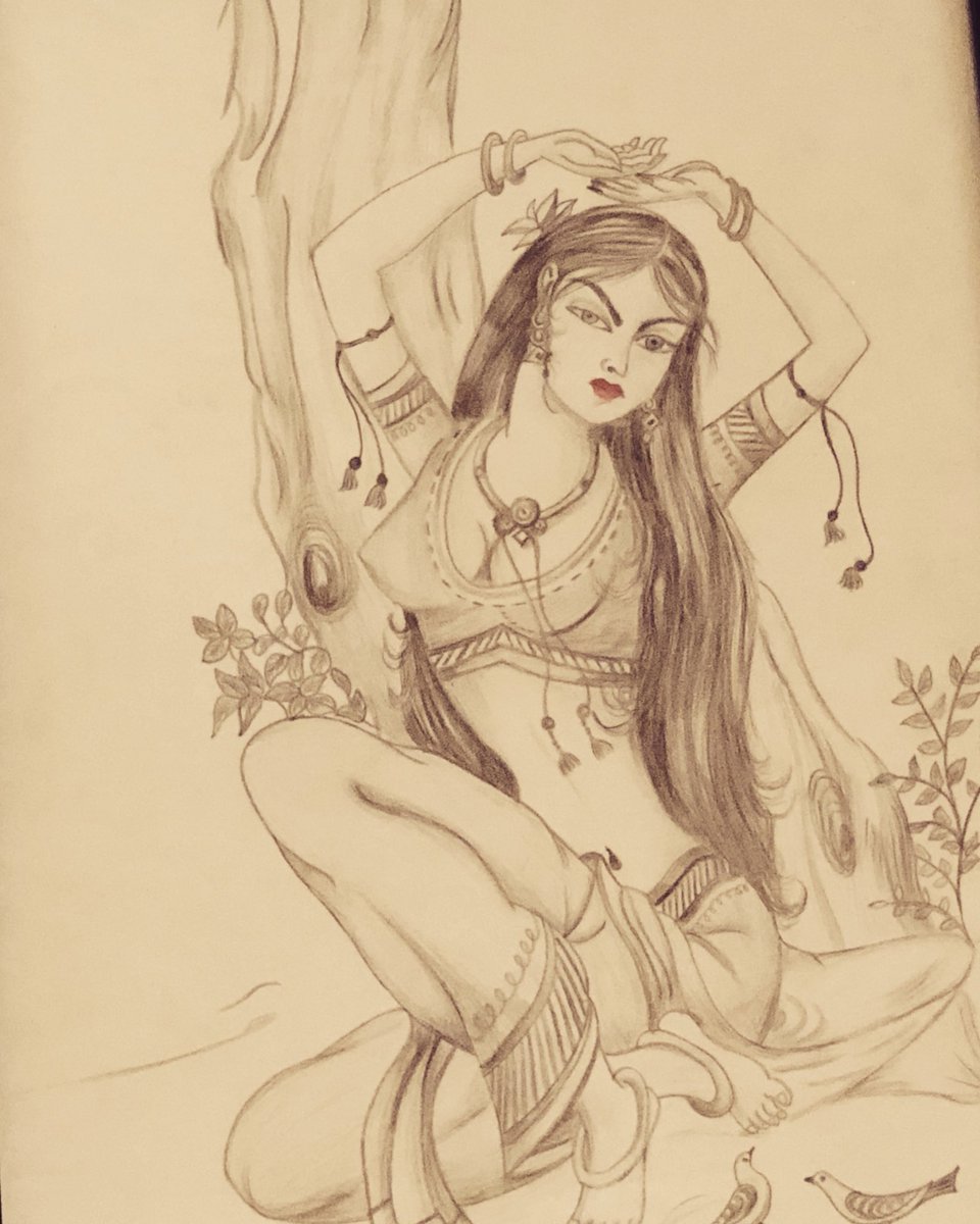 narayanakanksha's tweet photo. Title: Manmohini.. A woman can attract many..but who can explore the depth of a woman’s soul when all of them swim at the shallow end.#artlover #visionsofart #artist_features #sketchbook #pencildrawing #pencilart #artlovefeed #artwork #sketchthatspeaksomething https://t.co/FAgEpU3GXL