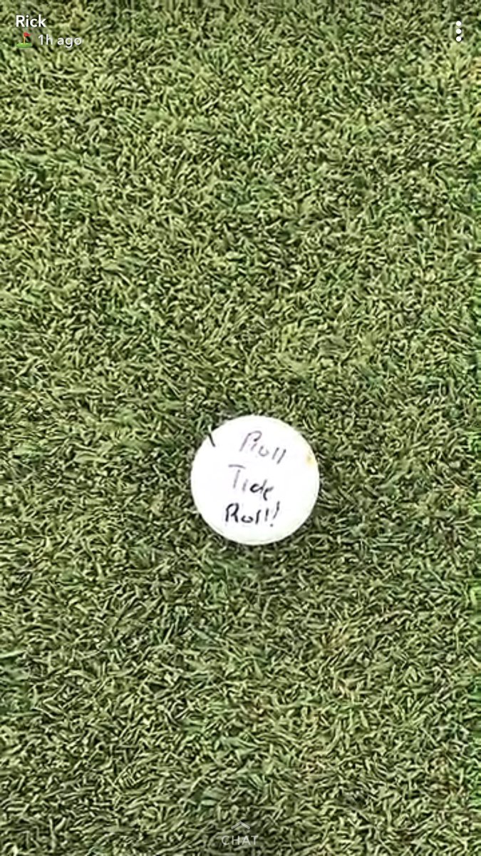 Man I just love <a href="/RickieFowler/">Rickie Fowler</a>’s new way of marking his ball! Of all days too 😉😉 Rolllllllll Tide! #gameday