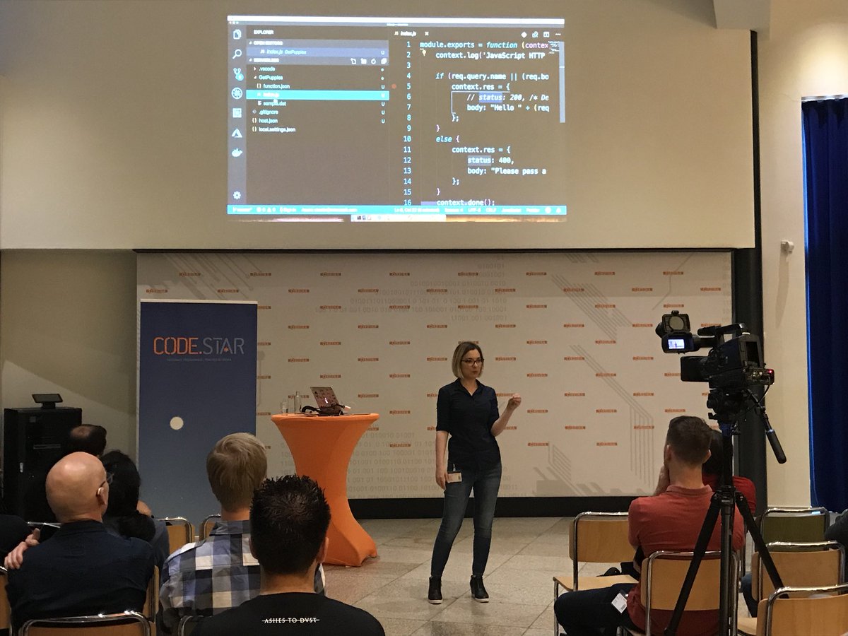 Codestar_nl's tweet photo. Great to have @simona_cotin speaking and live coding at our #CodestarNight #meetup about #PWAs and #Serverless https://t.co/1nRuuKK1qj