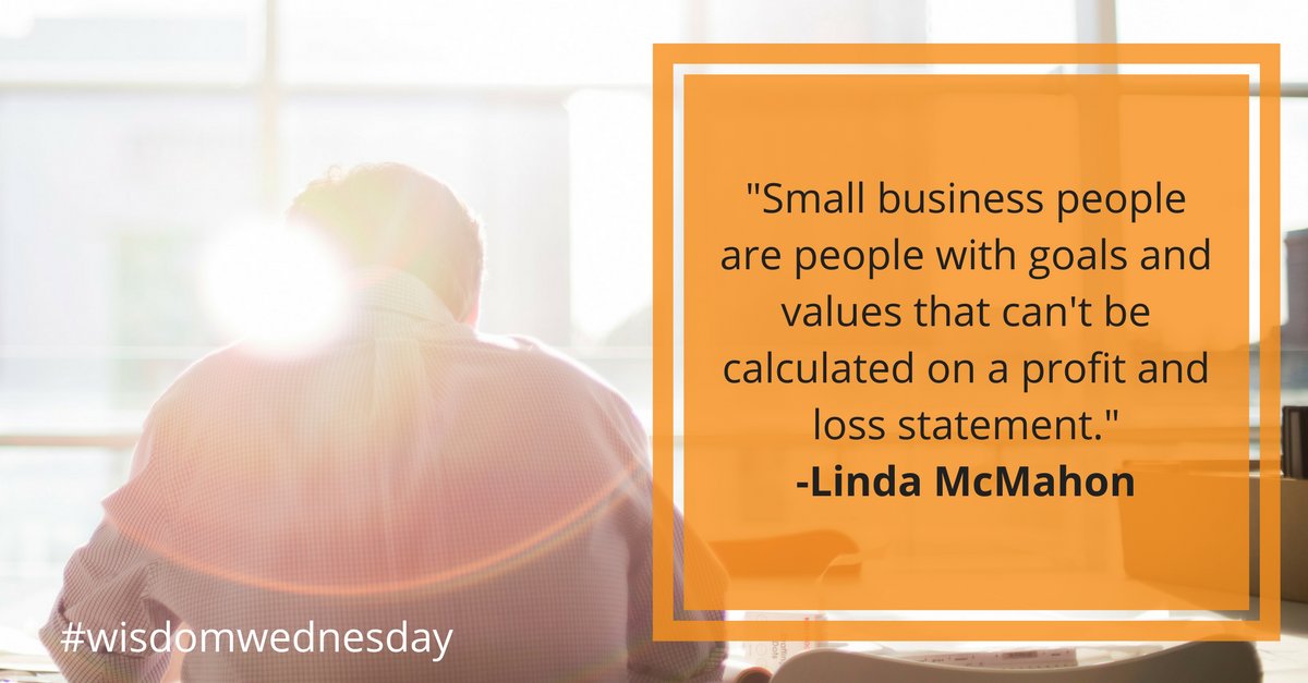 PFS_ItsTime's tweet image. 💡 Wisdom Wednesday Quote 💡 "Small business people are people with goals and values that can't be calculated on a profit and loss statement." -Linda McMahon  #wisdomwednesday #wednesdaywisdom #wisdomwed