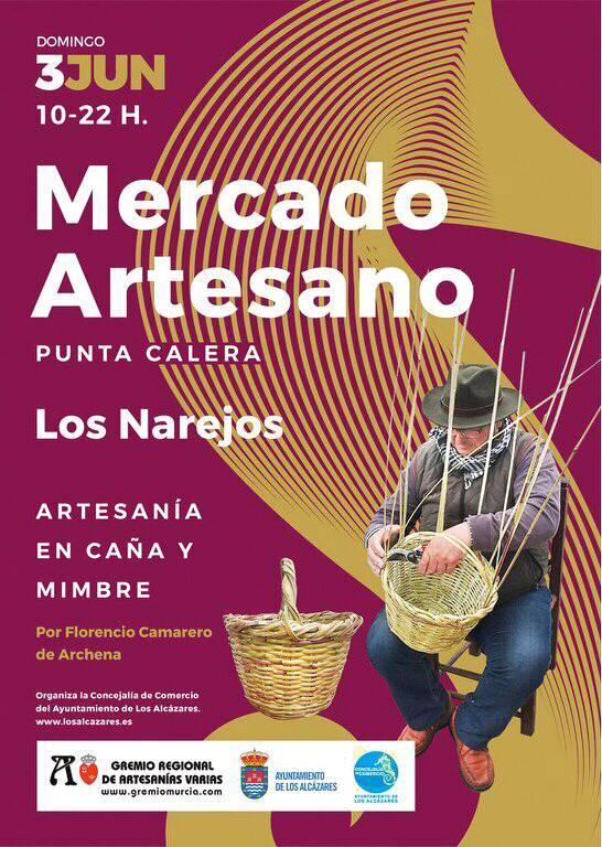 LOS NAREJOS-LOS ALCAZARES: El día 3 de junio, mercado artesano en la  de Los Alcázares, "Mercado artesano Punta Calera", de Los Narejos, en el cual participaran más de 30 artesanos de La Región de Murcia, organizado por la concejalía de Comercio del ayuntamiento de Los Alcázares.