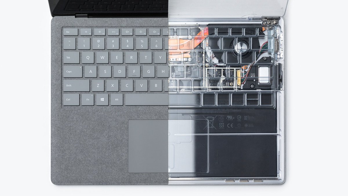 surface's tweet photo. So thin &amp; light you can almost see through it. Almost. #SurfaceLaptop https://t.co/fwBVURbFPZ