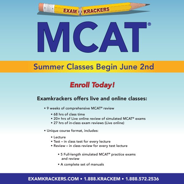 TopMCATScore's tweet photo. It's not too late to enroll in our course that starts this weekend! Give us a call or visit https://t.co/BguuRYymUA to enroll! 1-888-572-2536 #Examkrackers #SummerCourse #MCAT #MCATprep #MCAT2018 #premed #premedstudent https://t.co/QnpfVLbP7j