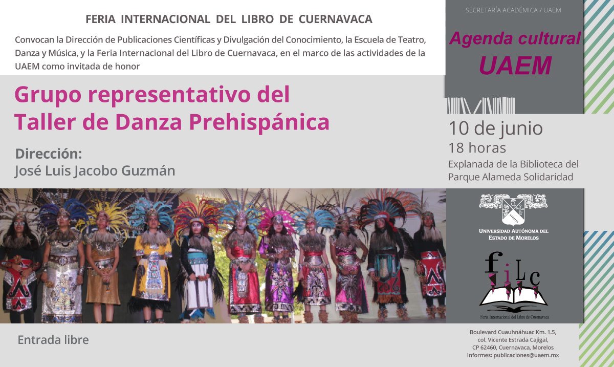 EdicionesUAEM's tweet photo. Grupo representativo del Taller de Danza Prehispánica, dirección: José Luis Jacobo Guzmán, 10 jun, 18 h @FILCuernavaca
#FILCuernavaca #UAEM #Morelos https://t.co/1sYAou8VT5