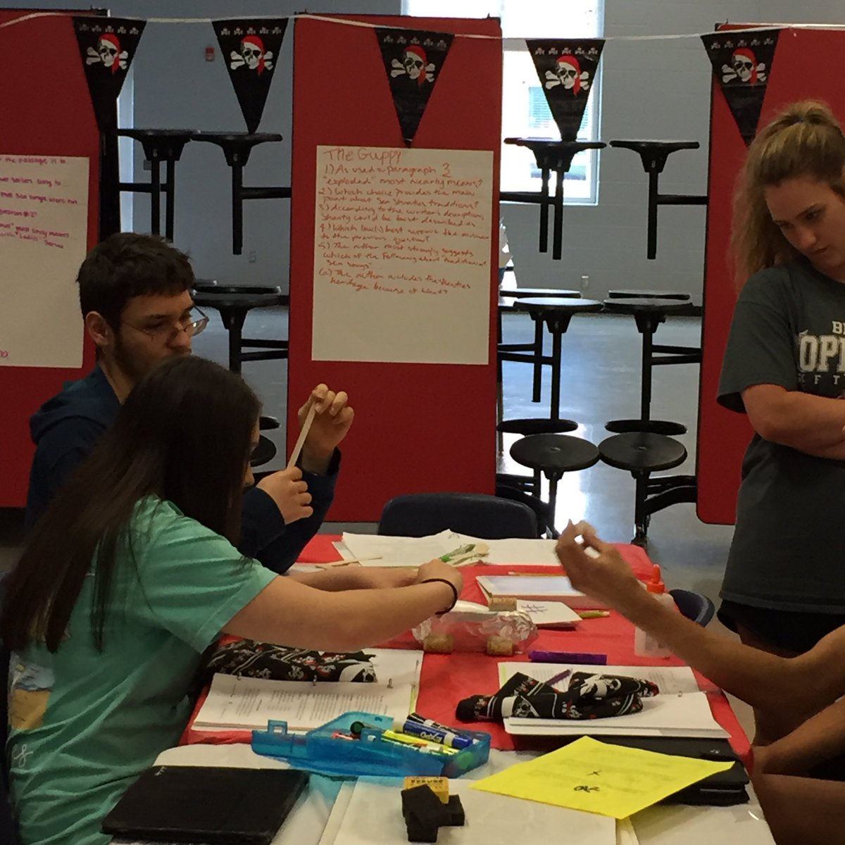 micjo0131's tweet photo. Ahoy Maties! CHHS PSAT camp started today. PSATers are building boats that float and hold weight. @TweetDCS_CHHS #RaiseTheBar #floatorsink https://t.co/yGp425fy8R