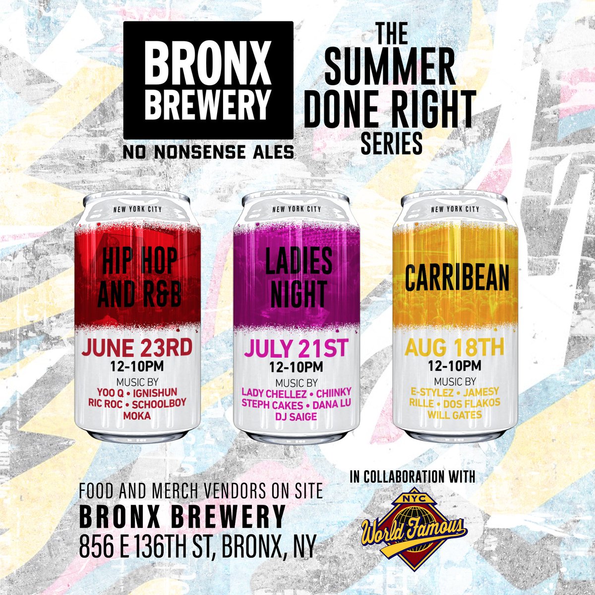 TheBronxBrewery's tweet photo. ANNOUNCING: The Summer Done Right Music Series, a collaboration with @WorldFamousNYC 
🎟: https://t.co/aWsdTg1FE2 https://t.co/1odXD5qzM9
