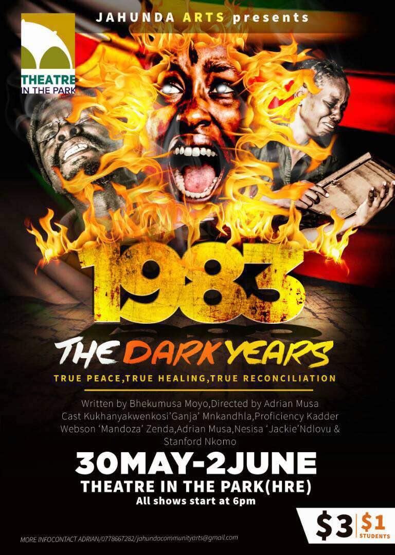 UKSimonT's tweet photo. This Gwanda-based theatre group have revived their previously-banned play about #Gukurahundi in order to foster national and open dialogue. Pleased to support them tonight at Theatre in the Park #Harare. (Runs until Saturday. Tickets on the door.) https://t.co/AAJrqnevAu