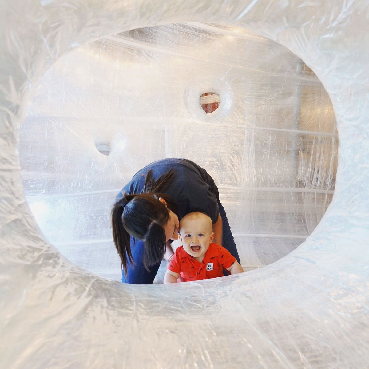 TheMagicHouse's tweet photo. Baby tested &amp; approved! Plan your visit to experience Tapescape at #TheMagicHouse, where kids can crawl, climb &amp; slide through an innovative playscape made almost entirely out of tape opening June 2! @PayneFamilyHome https://t.co/x111p0CLgo