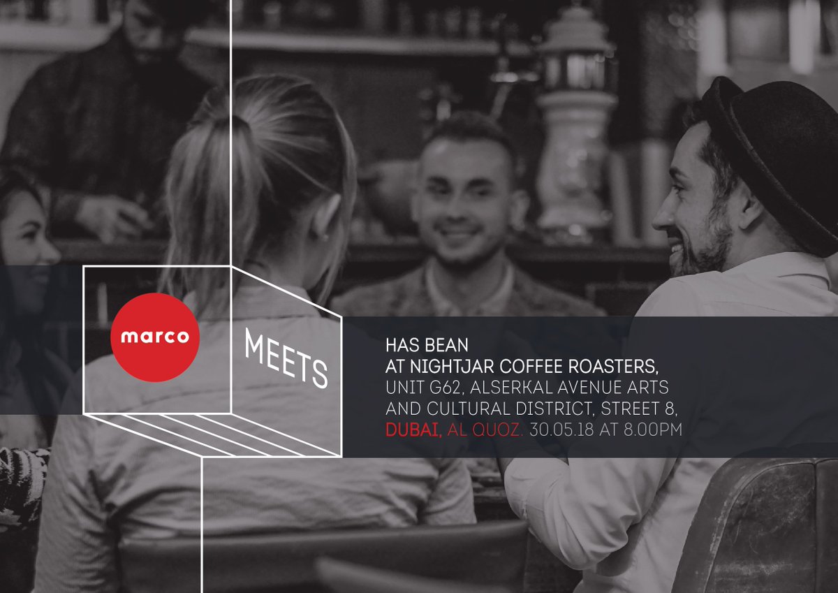marcobevsystems's tweet photo. #MarcoMeets Dubai kicks off at 8pm today with Steve from @hasbean at @Nightjar_Coffee Get there early to make sure you get a good spot! #DubaiBarista https://t.co/QKMJNp6cuw
