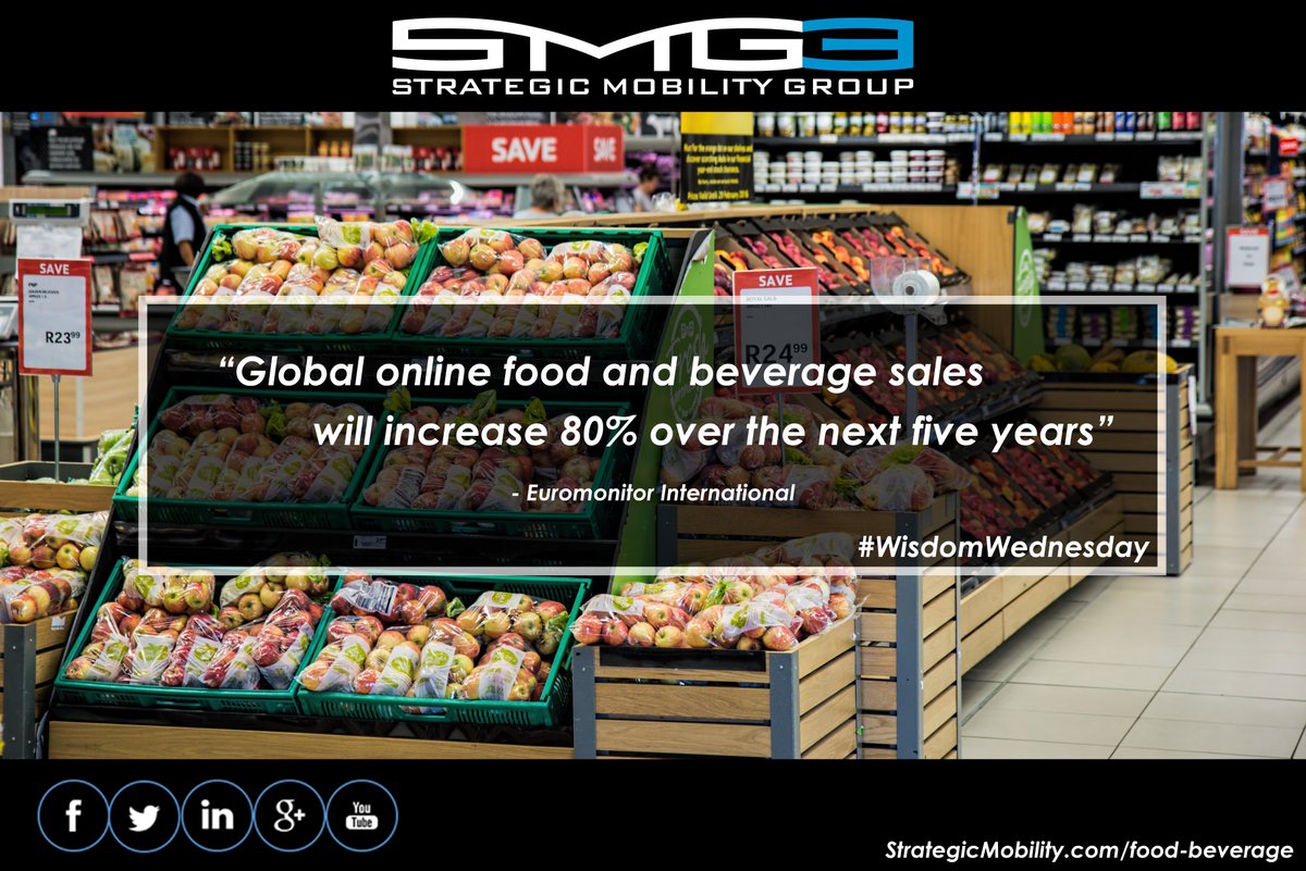 SMobility3's tweet photo. "Global online food and beverage sales will increase 80% over the next five years"

Food producers and distributors are facing new challenges today. Learn how SMG3 can help you move, manage, and trace food products more effectively. 
#WisdomWednesday #VisibilityThroughMobility™ https://t.co/zzps6gYhmP