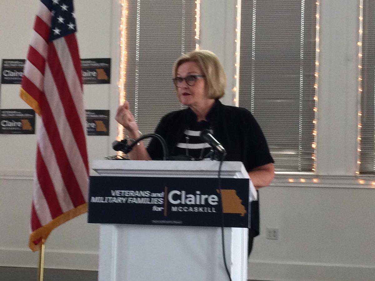 Senator Claire McCaskill at Union Hill veterans hall talking about veterans issues <a href="/KMBZradio/">98.1 KMBZ Kansas City</a>