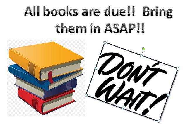 BMSkodiakbears's tweet photo. text books are due!  Bring them in asap! #bristowrocks https://t.co/byPQC7DrUU