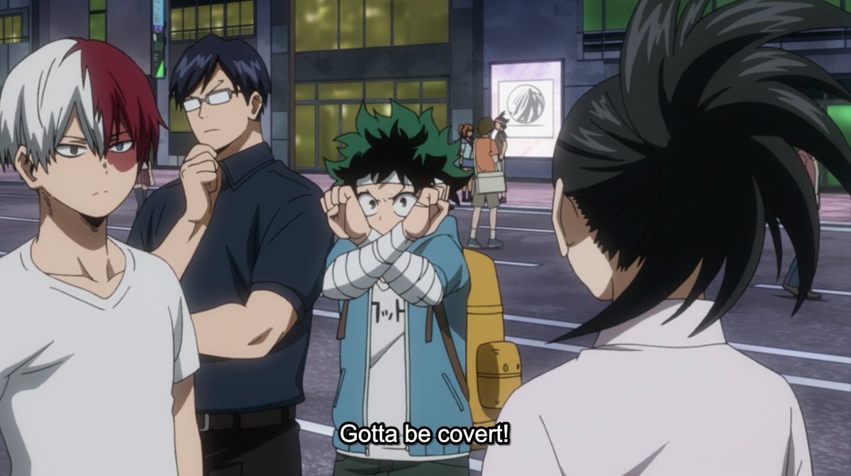 Crunchyroll's tweet photo. I present to you: Deku trying to be sneaky https://t.co/dKhppoxqCe
