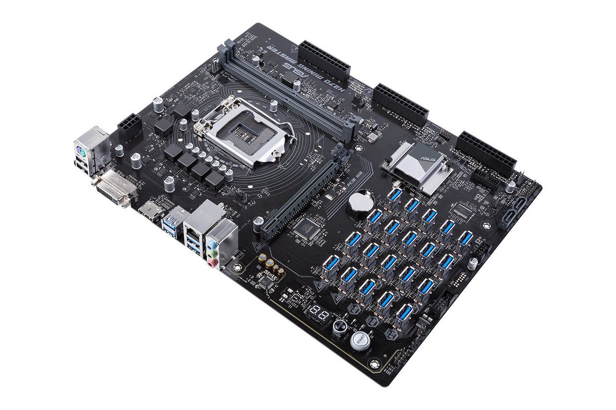 CoinDesk's tweet photo. Asus' New Crypto Mining Motherboard Has Space for 20 GPUs https://t.co/cEJOwRSF8h https://t.co/s8e09cLTo3
