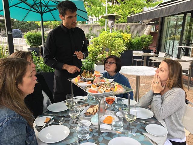 BBADESIGN's tweet photo. Admiring the seafood tower @Ancora restaurant with Sara Cora @C&amp;S Ceramic  Distributors Inc &amp; the BBA Team. https://t.co/CT1QnhAHQo https://t.co/feo4nWBd93