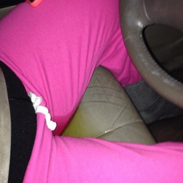 Girl Peed her pants driving. 