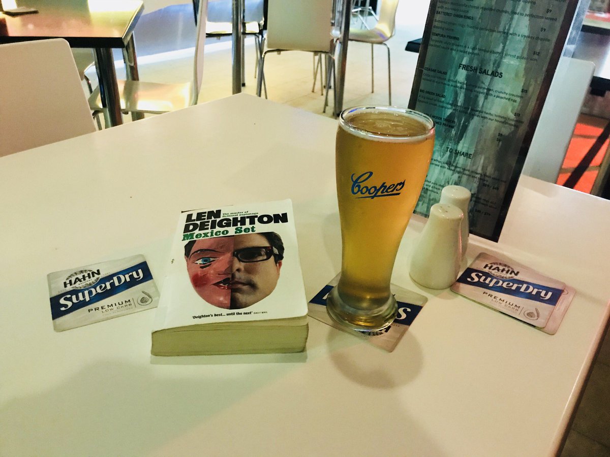 booksandwine76's tweet photo. So Berlin Game has moved on to Mexico Set and where better to read it than in a bar called The Bunker @DeightonDossier #seemsapt #amreading #mexicoset https://t.co/E0FeexBmcE