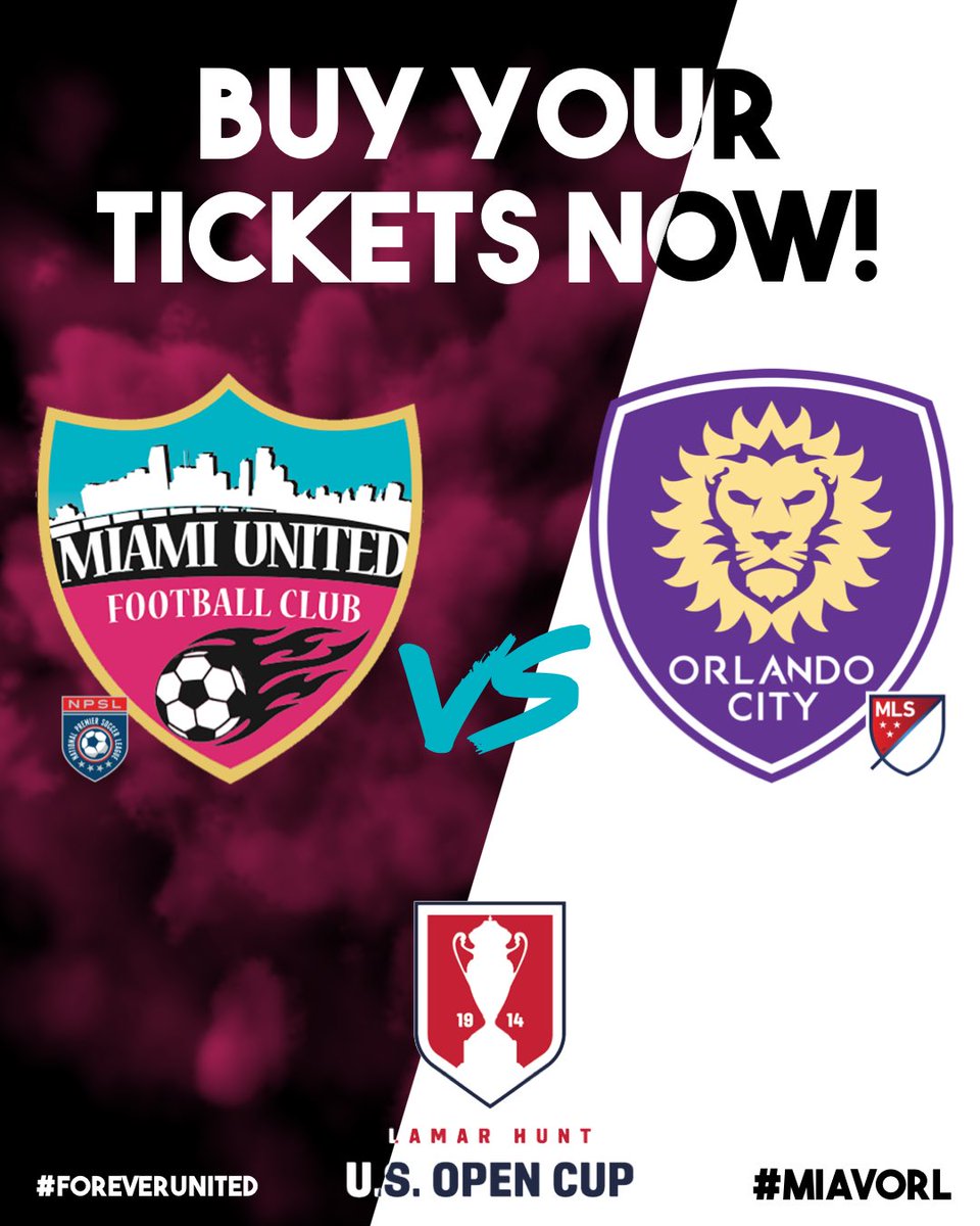 miamiunitedfc's tweet photo. Miami, this is your opportunity to show up and support local soccer ➡️https://t.co/TpfUESWQlX. We had been waiting for these lions to come to our den. #USOC2018 #MIAvORL #ForeverUnited https://t.co/n3IBowtDup